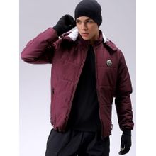The Indian Garage Co Men Burgundy Solid Detachable Hood Full Sleeves Jacket