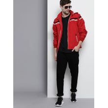 The Indian Garage Co Men Red Hooded Full Sleeves Jacket