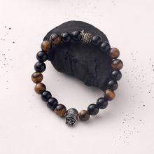 VIRAASI Men Black & Brown Tiger Eye Bracelet