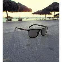 ROYAL SON Square Shades Polarized Black Sunglasses for Men Women CHI00145-C1
