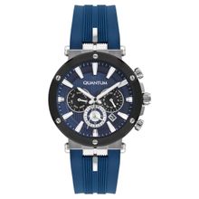 Quantum Powertech Multifunction Dual Time Navy Blue Round Dial Mens Watch - PWG967.399_A (M)