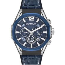 Quantum Powertech Multifunction Dual Time Navy Blue Round Dial Mens Watch - PWG970.699_A (M)