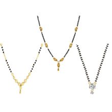 Youbella Jewellery Gold Plated Combo of 3 Mangalsutra Pendant With Chain
