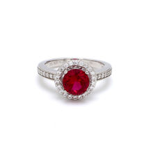 Ornate Jewels -925 Sterling Silver American Diamond Created Ruby Solitaire Ring For Womens