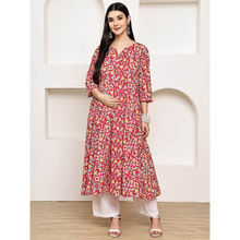 Secret Wish Red Floral Cotton Maternity Kurta with Pant