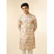 Diwas by Manyavar Men Printed Delicate Beige Celebration Kurta