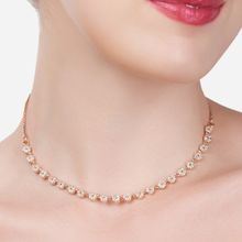 Zaveri Pearls Rose Gold Contemporary Cubic Zirconia Sleek Necklace-ZPFK15268