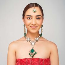 Beryachi Yashvi Long Raani Haar with Earrings & Maangtikka