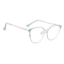 ROYAL SON Full Rim Grey Silver Blue Cut Anti Glare Eye Protection Specs Women- SF0084-C2 (46)