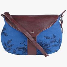 Pick Pocket Blue Floral Printed Sling Bag With Pu Flap