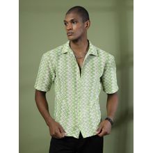 RIGO Men Green Crochet Shirt