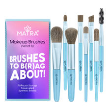 Matra Makeup Brush Set of 8 Mini Cosmetic Brushes Kit with PU Pouch Bag