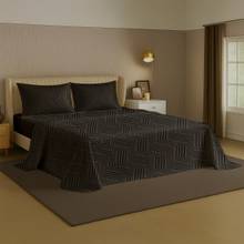 SLEEPSIA Lounge Premium Cocoa Waves Satin Queen Size Double Bedsheet & 2 Pillow Covers (Queen)