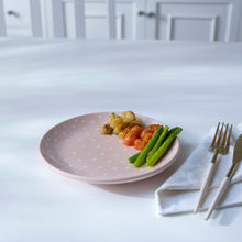 Ellementry Ceramic Breakfast Plate Polka Dots Blush