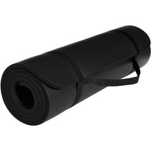 Strauss Extra Thick Yoga Mat with Carrying Strap, 13 mm (Black)