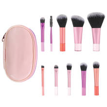 Feel Good Club Brush Brigade -10 Mini Makeup Blending Brush Set In Travel Pouch For Face Eyes & Lips