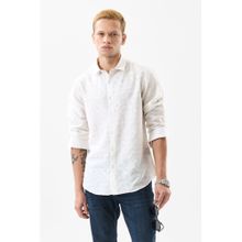 Snitch Men Lyocell Blend Textured Regular Fit Collar Neck Off White Casual Shirt