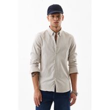 Snitch Men Polyester Blend Checks Slim Fit Collar Neck Beige Casual Shirt