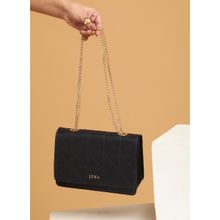JiHa Dark Blue Quilted Double Chain Shoulder and Sling Bag