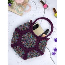Magic Needles Cute Handmade Hexagon Handbag - Purple