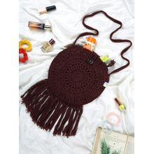 Magic Needles Handmade Boho Cotton Sling Bag - Brown