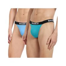 BASIICS by La Intimo Men Multi-Color Cotton/Elastane Prime Thong Briefs (Pack of 2)