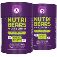 Nutribears Hair Health Biotin + Multivitamin Adult Gummies - Strawberry (Pack of 2)
