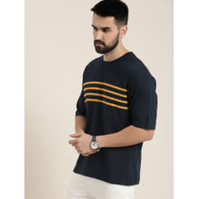DILLINGER Navy Blue Striped Oversized T-Shirt