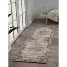 OBSESSIONS Beige and Cream Polyester Floral Floor Runner