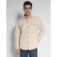 American Eagle Men Beige Sherpa Shacket