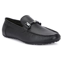 FACCE FELICI Men Black Genuine Leather Slip-on Casual Wear Moccasins