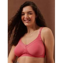 Clovia Cotton Rich Solid Non-Padded Full Cup Wire Free T-shirt Bra - Dark Pink