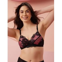 Clovia Lace Solid Padded Full Cup Wire Free Bridal Bra - Black