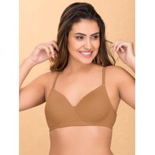 Clovia Cotton Rich Solid Padded Full Cup Wire Free T-shirt Bra - Skin