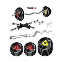 FITMAX Professional 50 KG Metal Integrated Rubber Plates Home Gym Set (50KG-CO-3-WB-WA)
