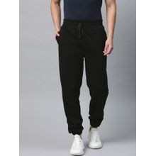 Fitkin Mens Black Fleece Winter Joggers