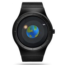 Vilam Creative Black Starry Universe Earth Globe Moon Sun Watch for Men & Women