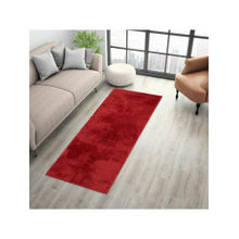 SPACES Red Luxury Cushion Drylon Machine Tufted Plain Bedside Runner