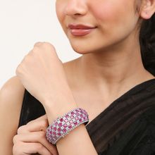 Khushi Jewels Zircon Diamonds and Pink Square Setting Bracelet