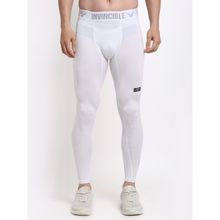 INVINCIBLE White Mens Ghost Compression Tights