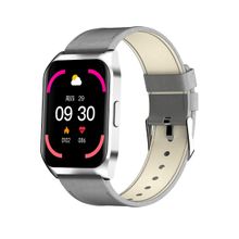 French Connection Smart Man Full Touch Smartwatch with Leather Band (Silver) - E17-E