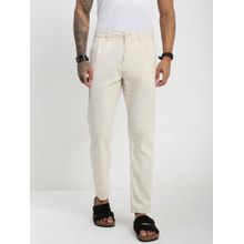 necked Cream Relaxed Linen Cotton Pant