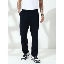necked Navy Blue Necked Comfort Straight Fit Chinos