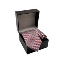 The Tie Hub Williams Maroon Red Plaid Microfiber Necktie and Pocket Square Gift Set