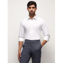 Subtract Men White Cotton Collar Neck Slim Fit Solid Formal Shirt