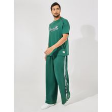 Styli Men Green Premium Varsity Oversized Raglan Badge T-Shirt & Track Pant (Set of 2)