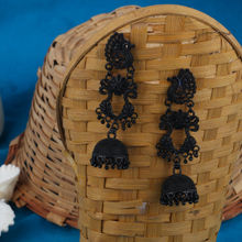 Anika's Creations Black Painted Enamel Ethnic Jhumka Earring