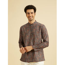 Manyavar Multicolour Blended Cotton Short Kurta for Men