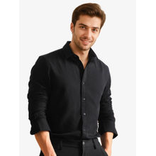 Rare Rabbit Men's Otago Black Regular Fit Solid Shirt