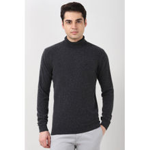 Peter England Men Grey Solid Turtle Neck Sweater